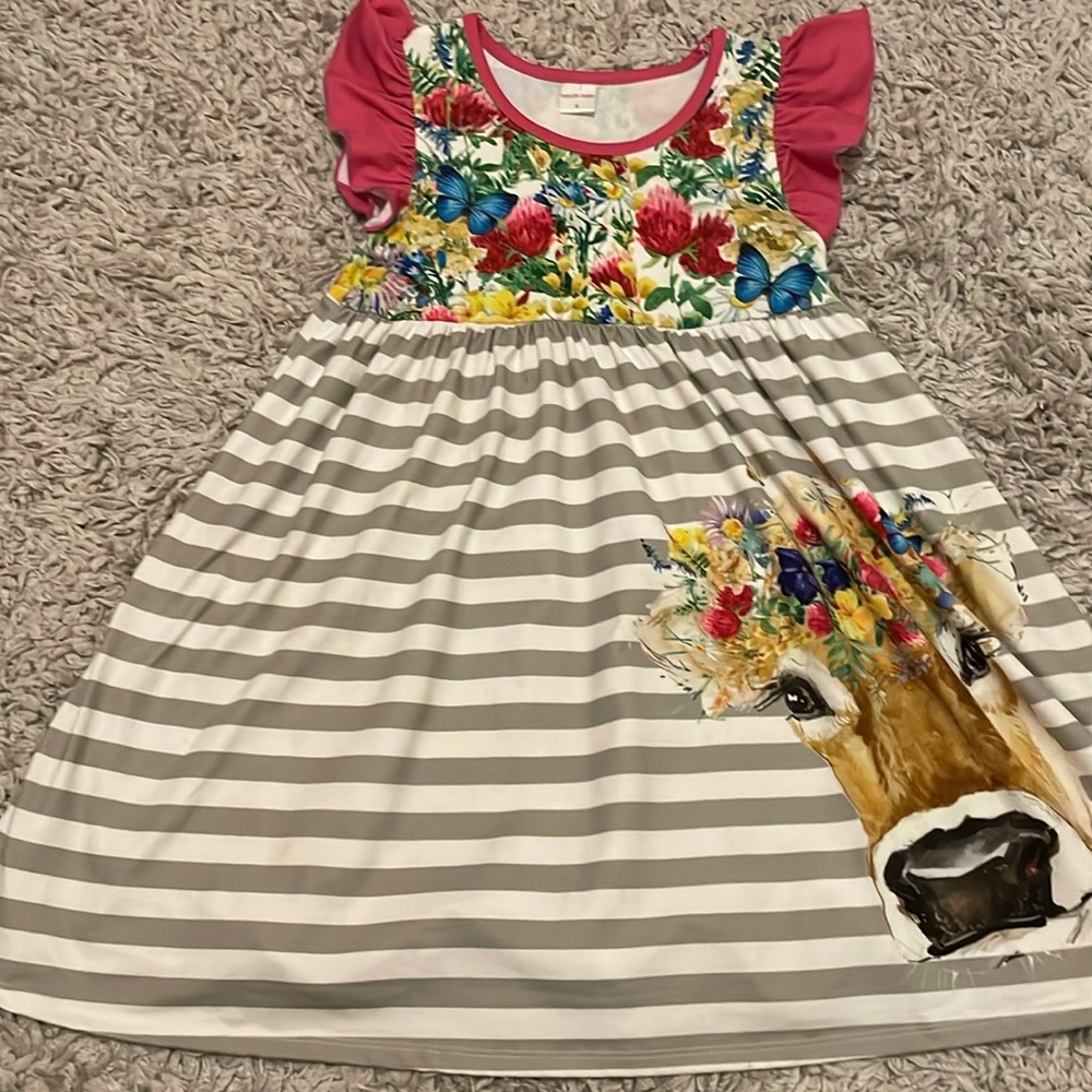 Penelope Plumm Floral Cow Dress, Size 6